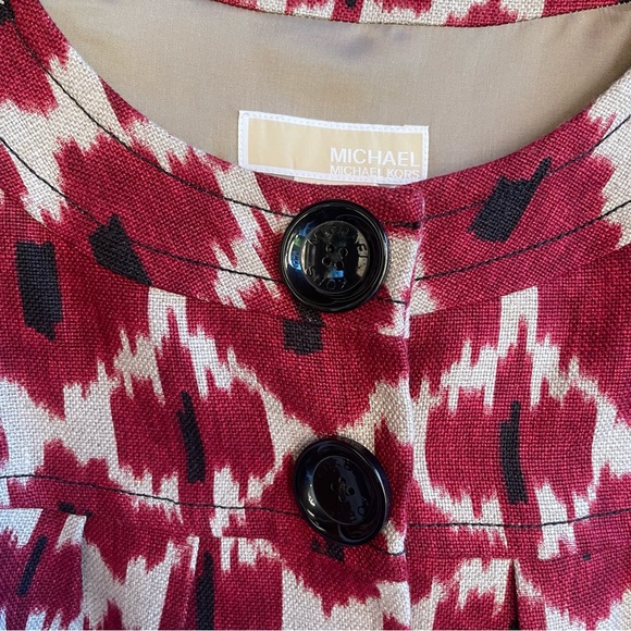 Michael Kors red tan linen 3/4 sleeve jacket Like New Medium - Picture 6 of 14